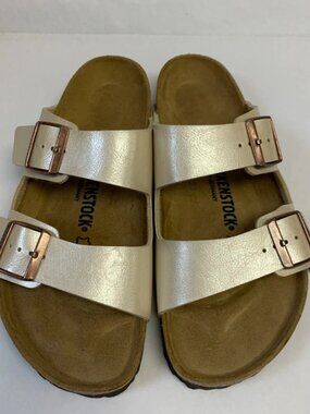 Birkenstock Arizona Graceful Pearl White Birko-Flor Narrow Width Sandals